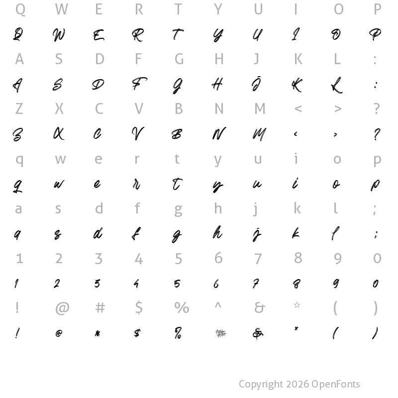 Character Map of Greatest Richmond Alternate Two Regular