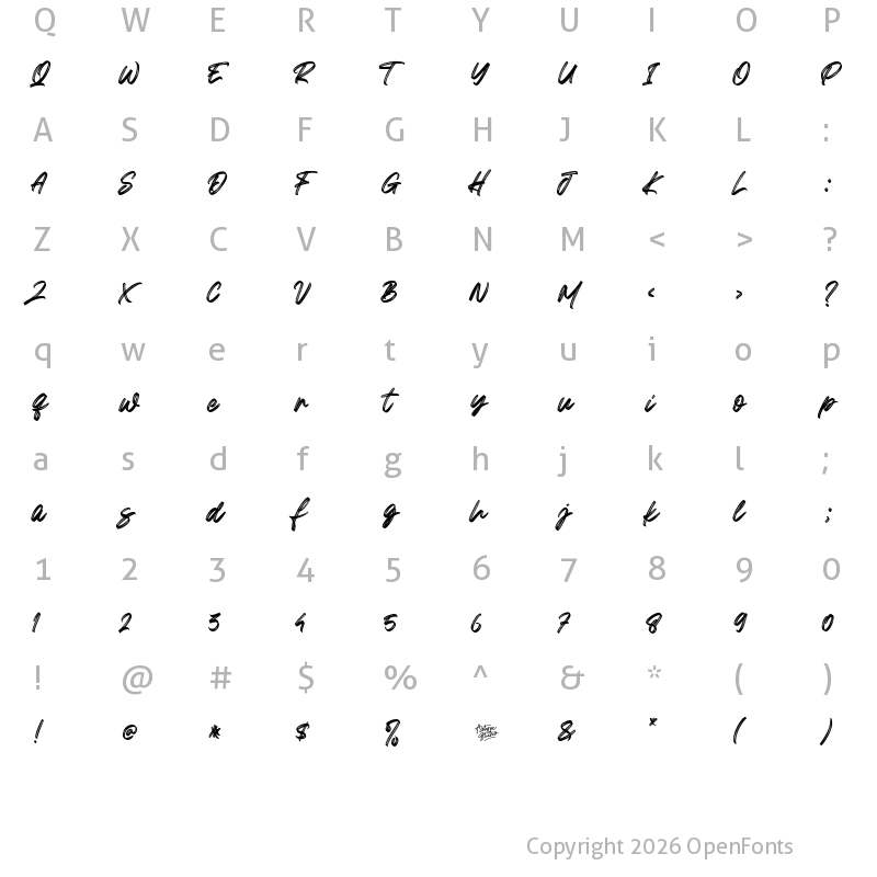 Character Map of Greatest Richmond Regular