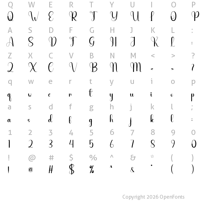 Character Map of Greenbird Regular