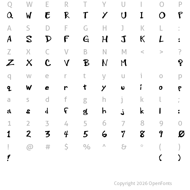 Character Map of GreenWood_RS Regular