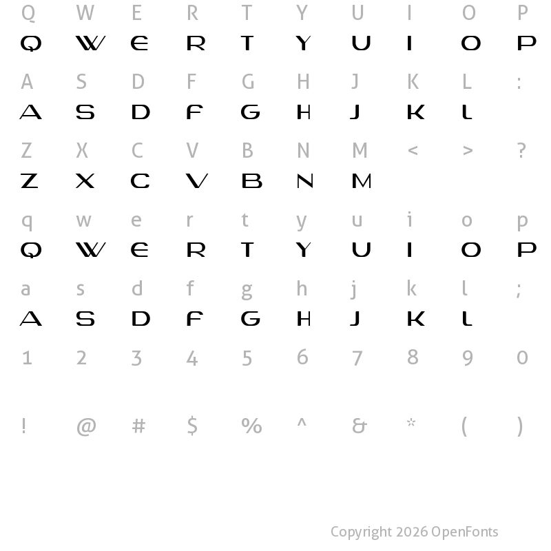 Character Map of Grenada Regular