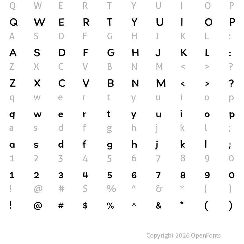 Character Map of Grenadine MVB Medium