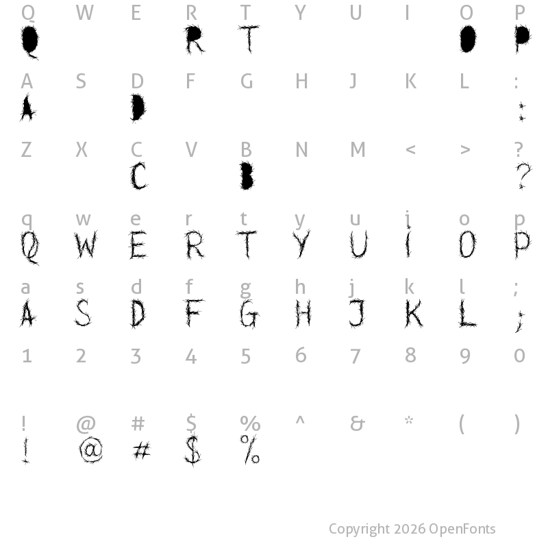 Character Map of Grey World Demo Regular
