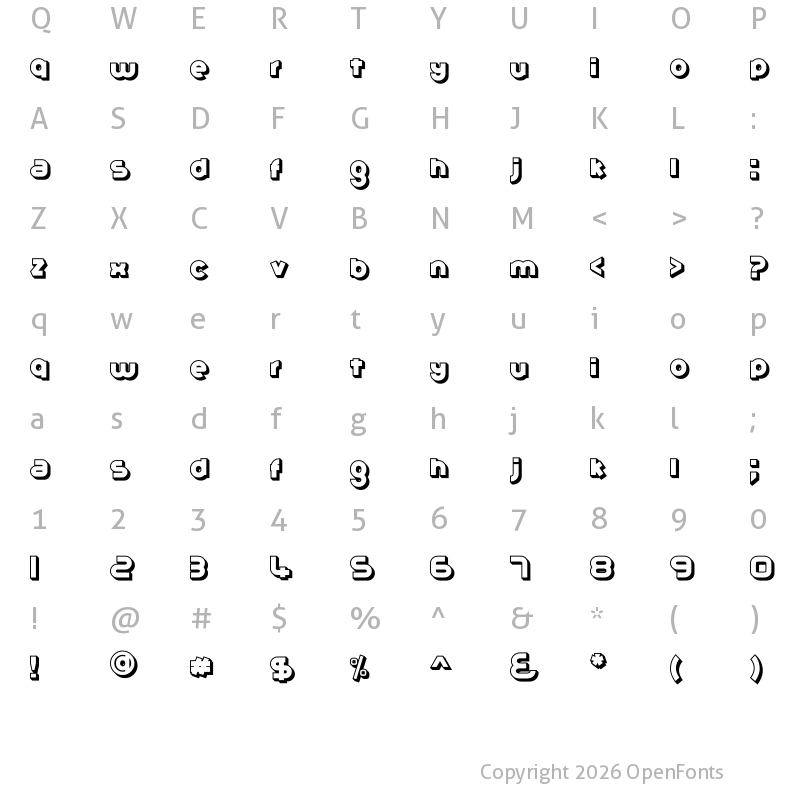Character Map of Gribal Shadow Demo Regular