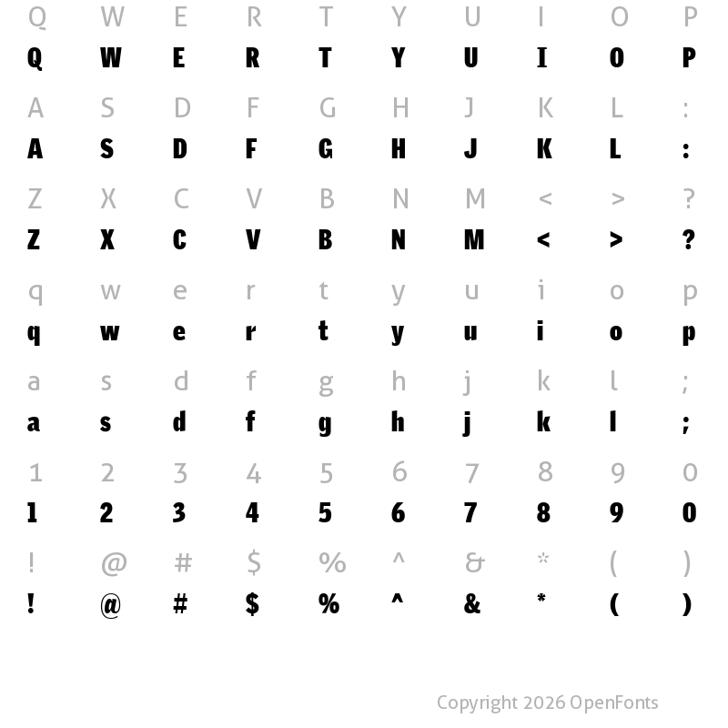 Character Map of GriffithGothic Cond Ultra Regular