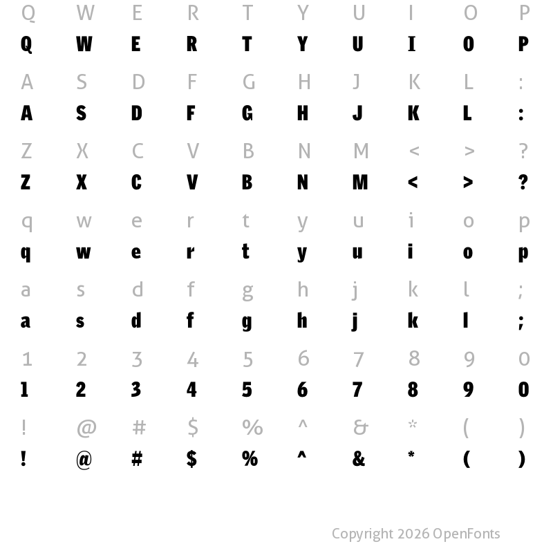 Character Map of GriffithGothicCond Ultra