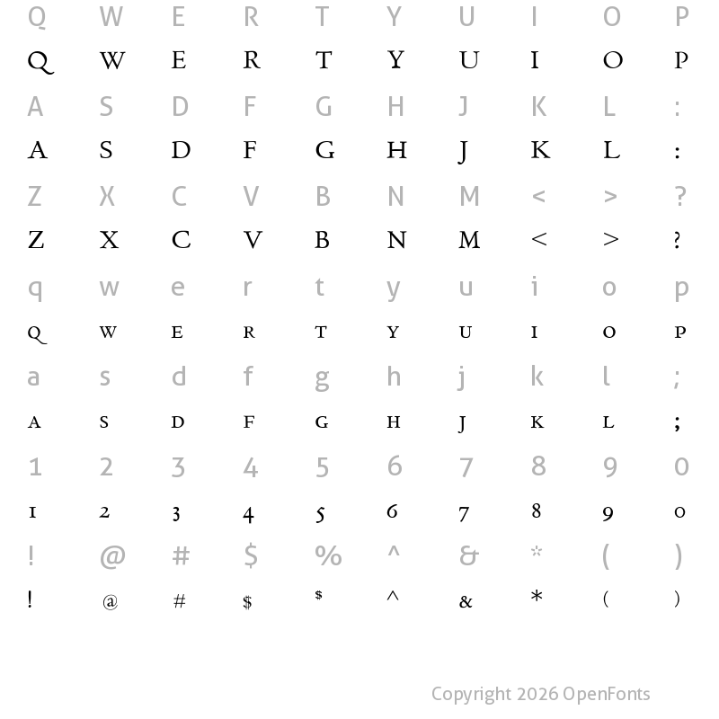 Character Map of GriffosSCapsFont Regular
