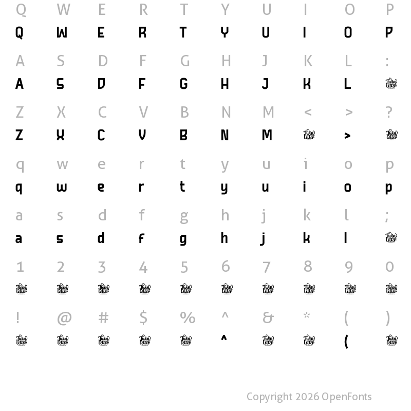 Character Map of GRIFON Bold Personal Use