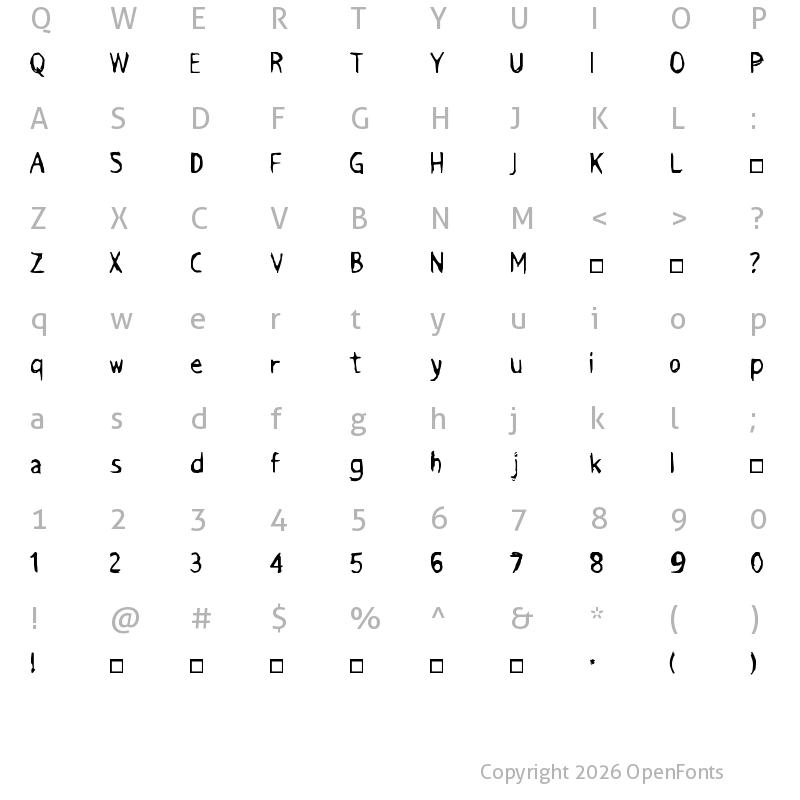 Character Map of Grimace Regular