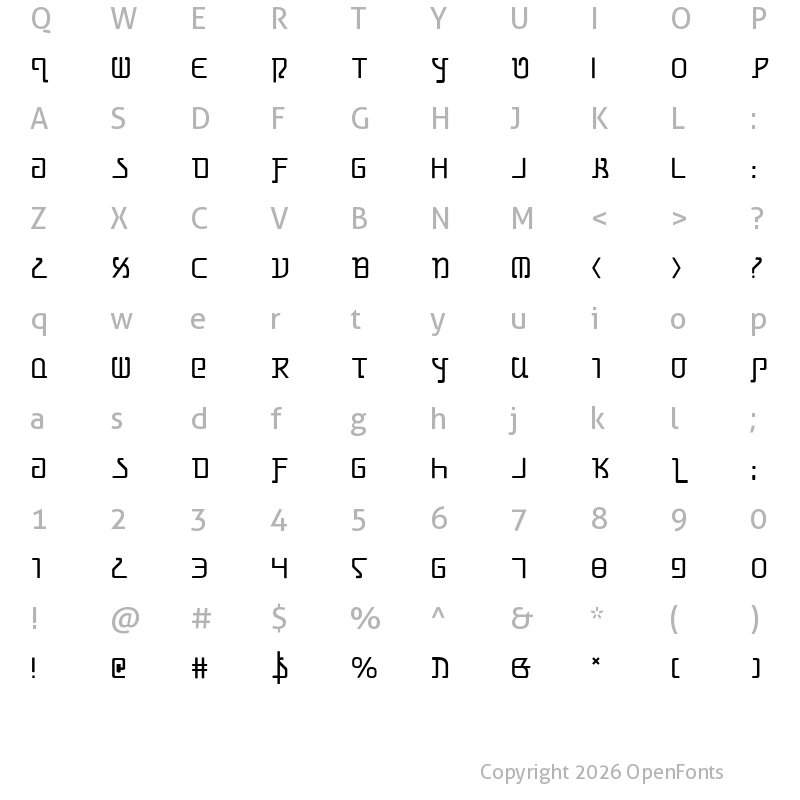 Character Map of Grimlord Regular