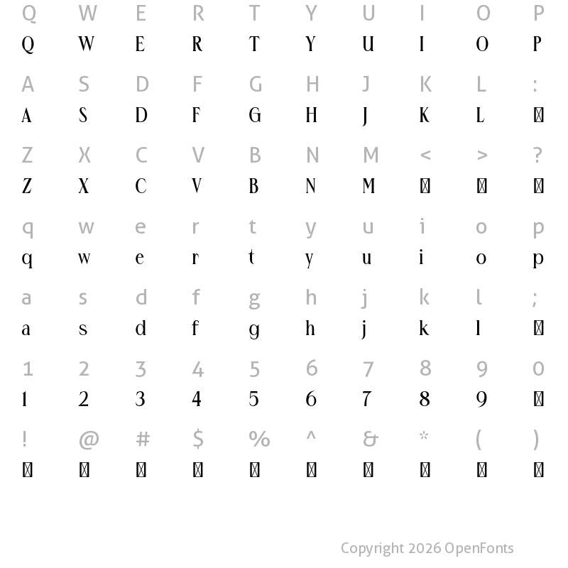 Character Map of Grise Condensed