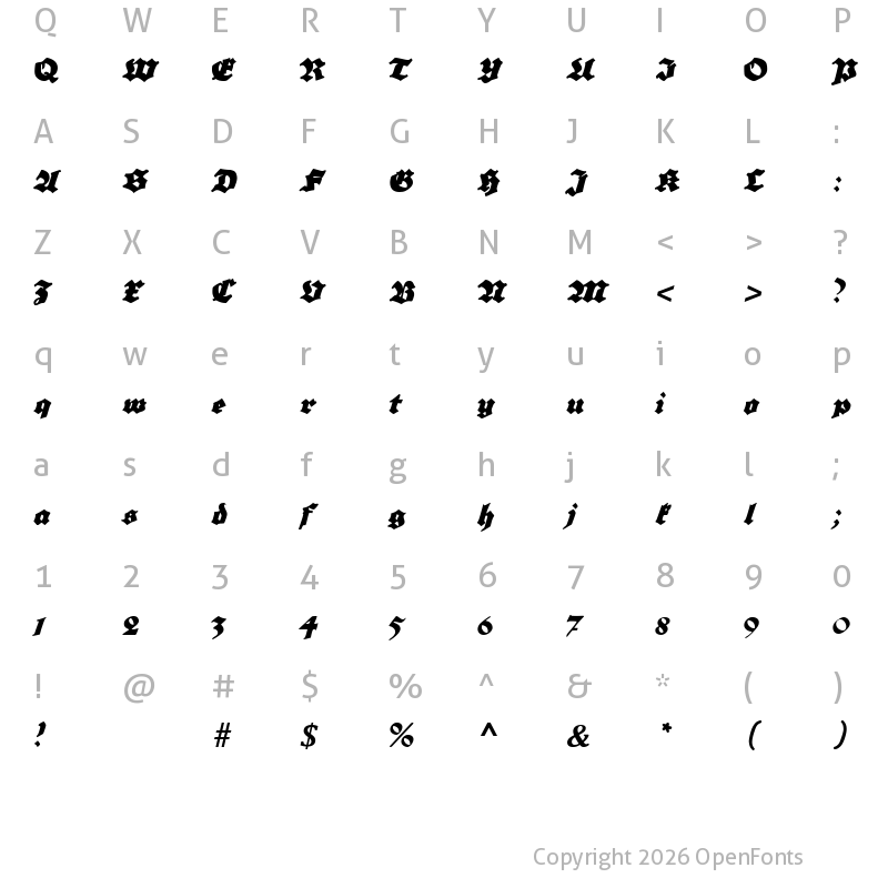Character Map of Grobe Plakat Fraktur Regular