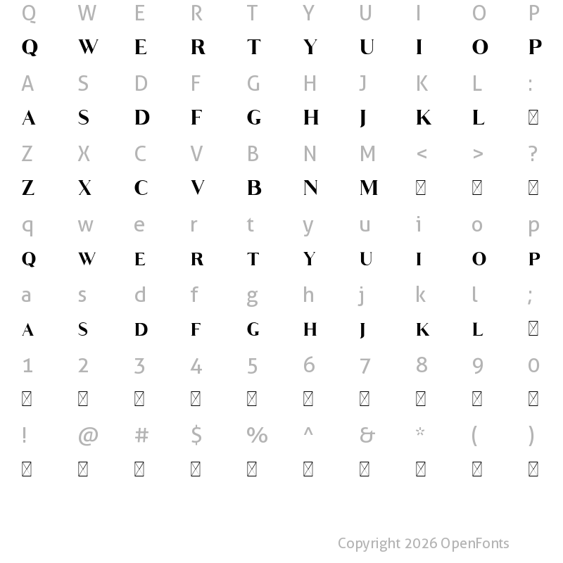 Character Map of Groce Free Regular