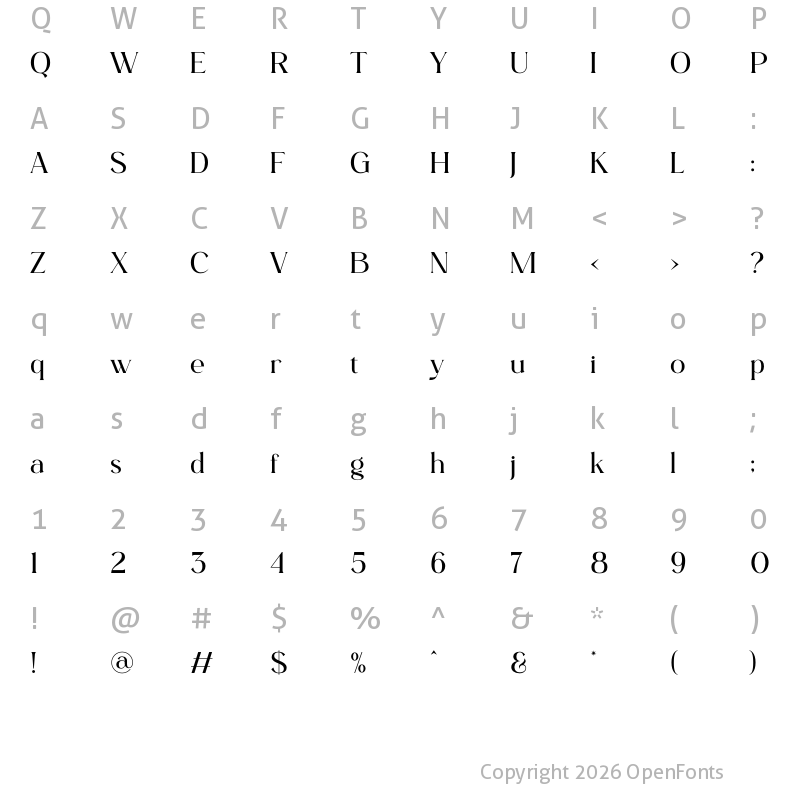 Character Map of Groillim Regular