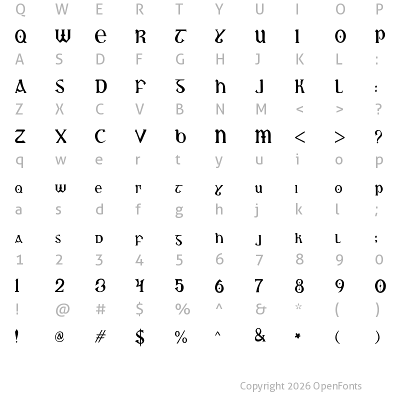 Character Map of Gromlaith Regular
