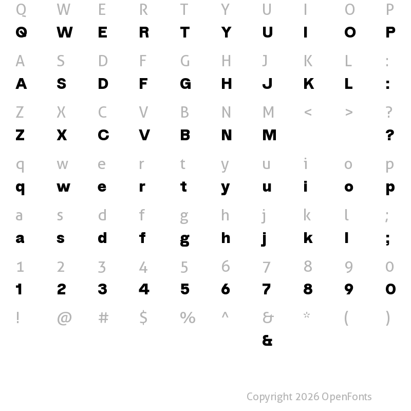 Character Map of Gronland Trials Bold