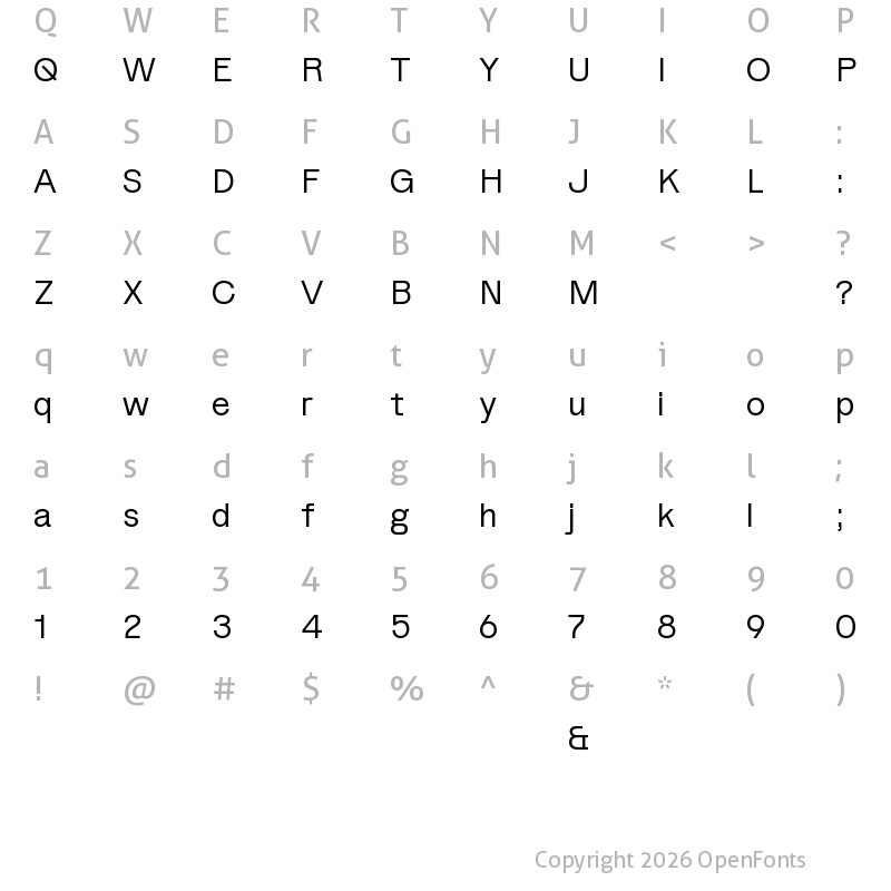 Character Map of Gronland Trials Regular