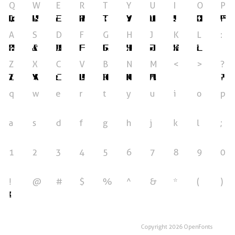 Character Map of Gross Brush Regular