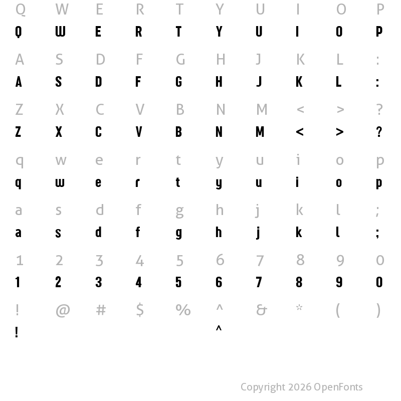 Character Map of GROSSURA Regular
