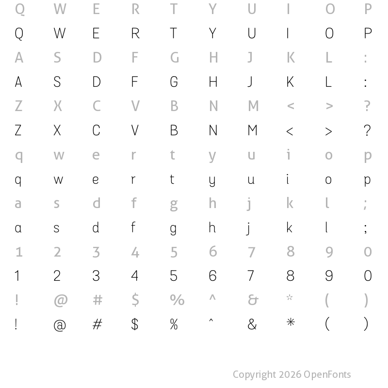 Character Map of Grota Sans Alt Rd Light