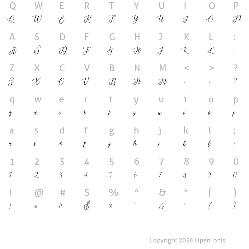 Character Map of Groute Script Regular