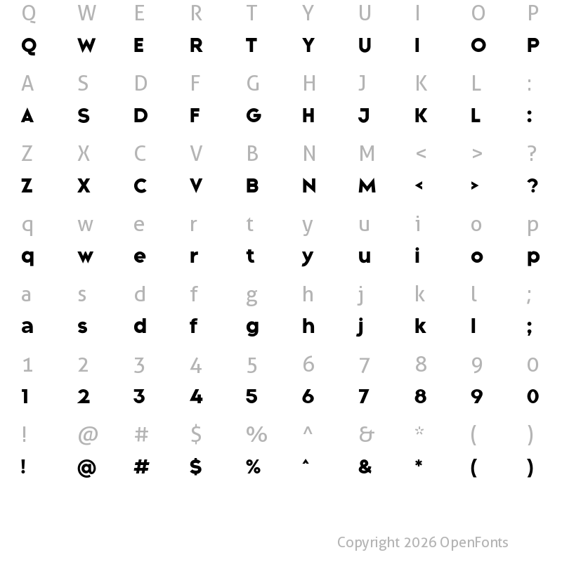 Character Map of Growland Bold Bold