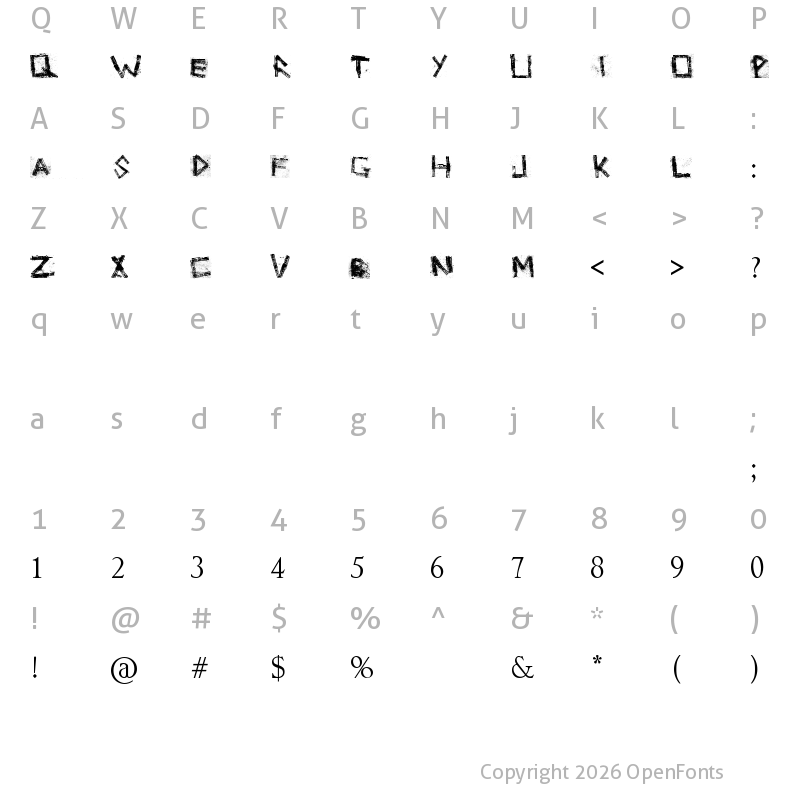 Character Map of Grunge zinda bad Regular