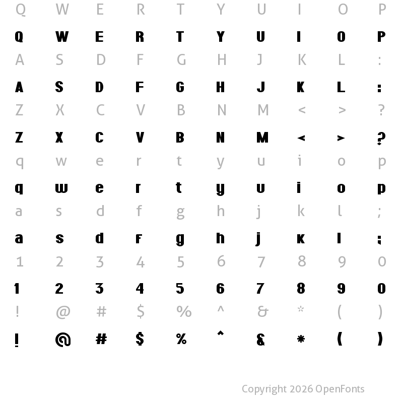 Character Map of Grus Bold