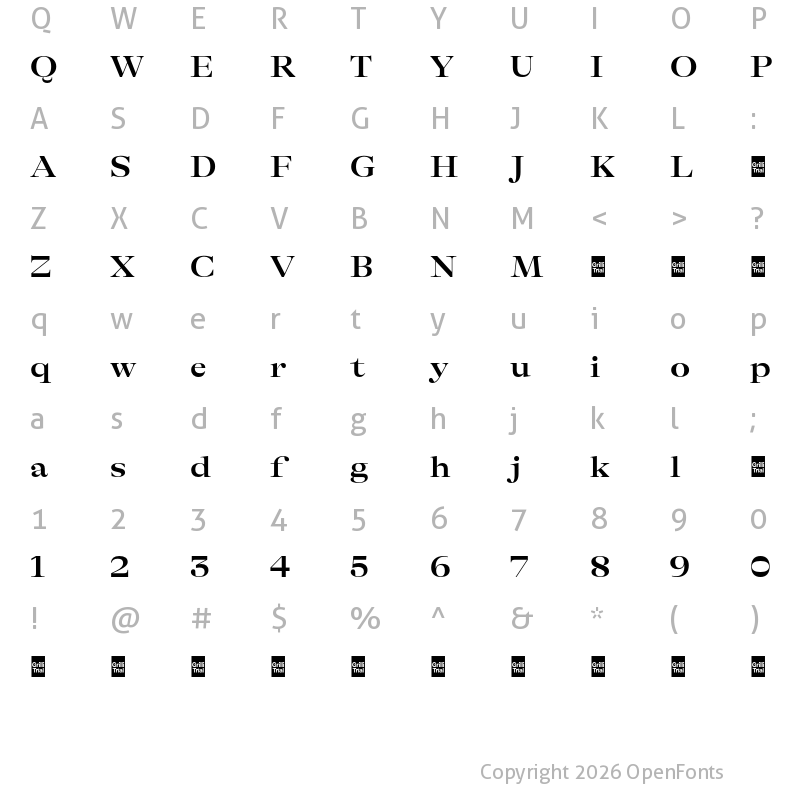 Character Map of GT Alpina Fine Trial Extended Bold