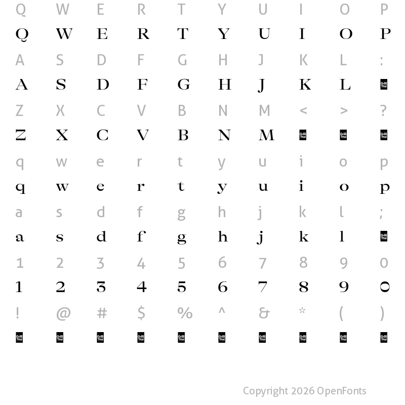 Character Map of GT Alpina Fine Trial Extended Medium