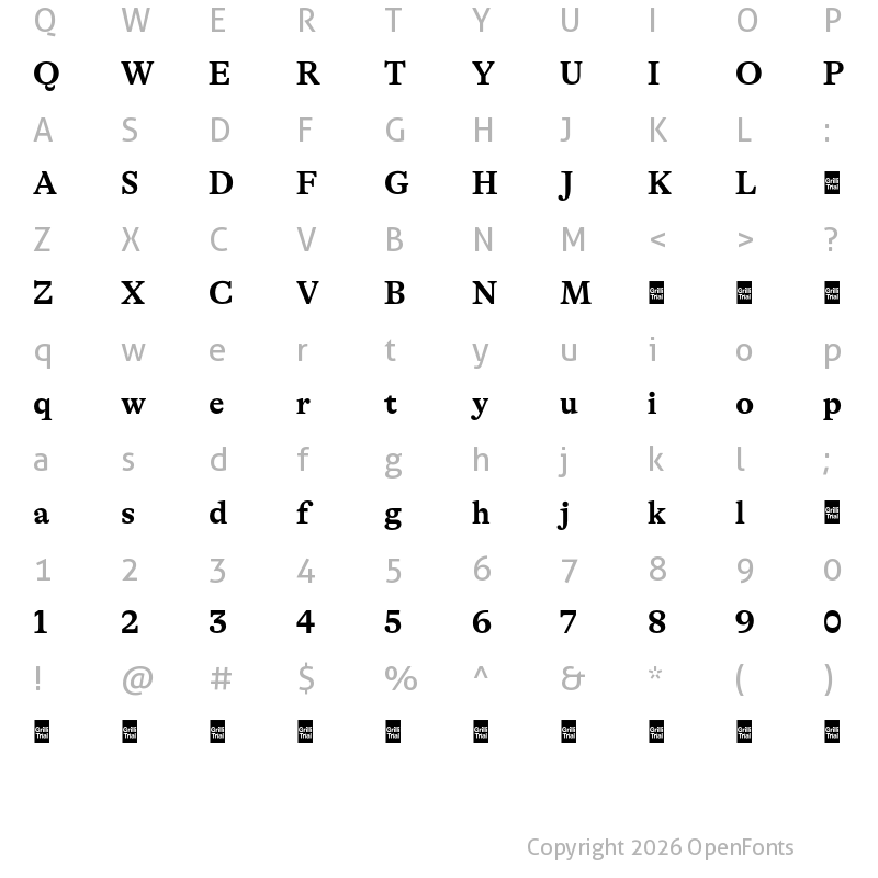 Character Map of GT Alpina Trial Bold