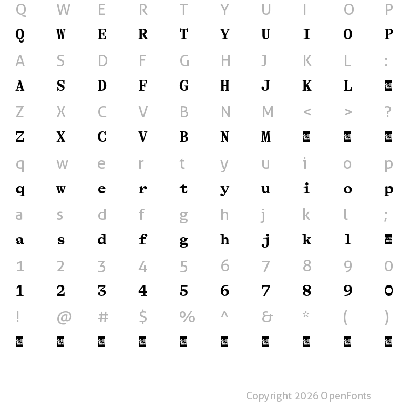 Character Map of GT Alpina Tw Trial Bd