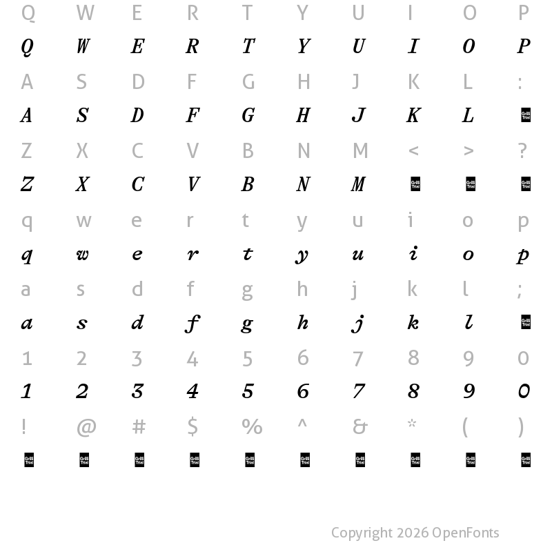 Character Map of GT Alpina Tw Trial Md It