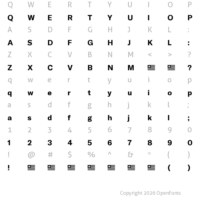 Character Map of GT America Bold