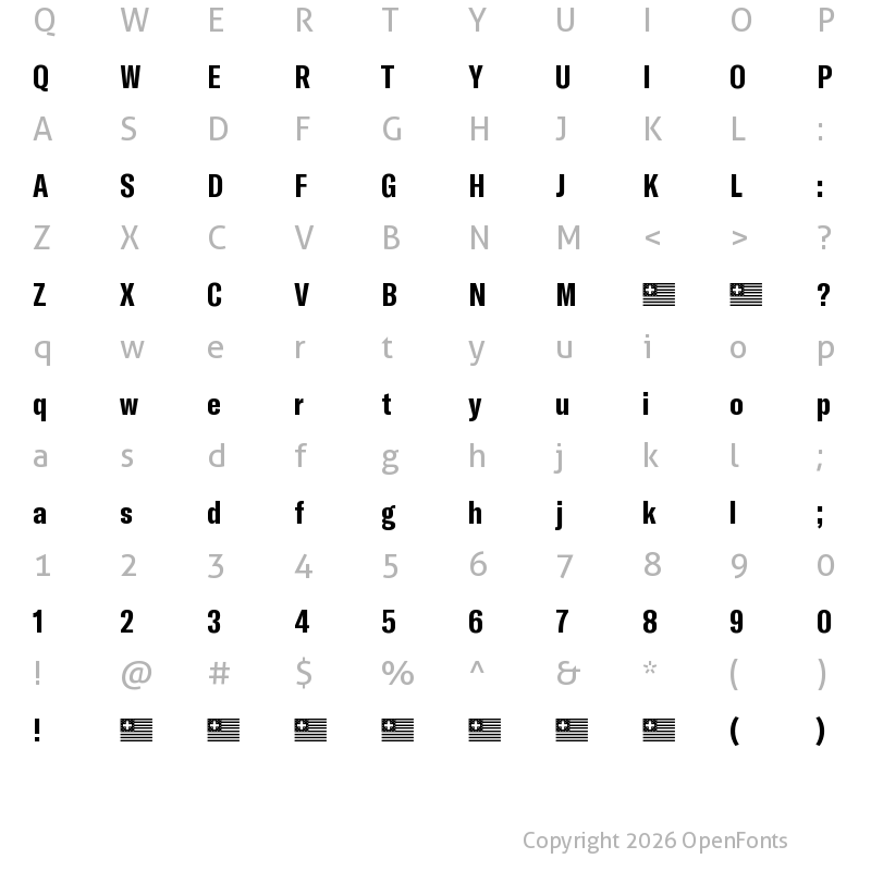 Character Map of GT America Compressed Bold