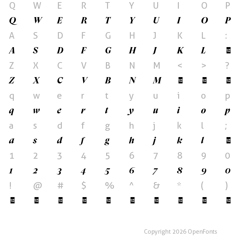 Character Map of GT Super Ds Trial Bd It
