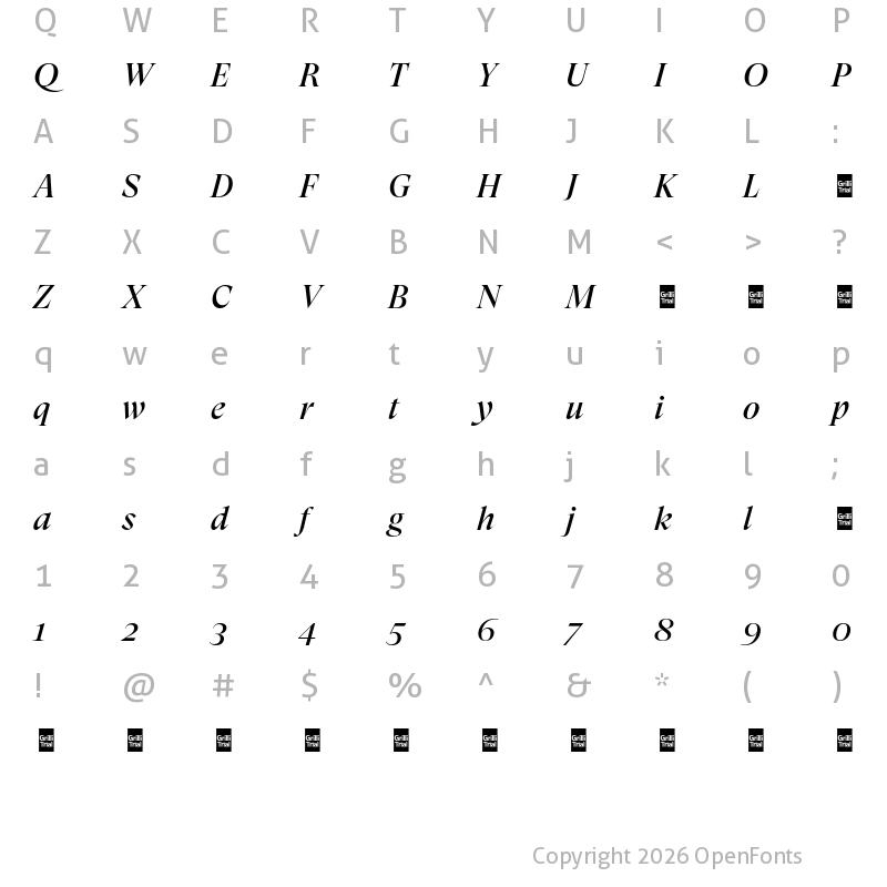 Character Map of GT Super Ds Trial Rg It