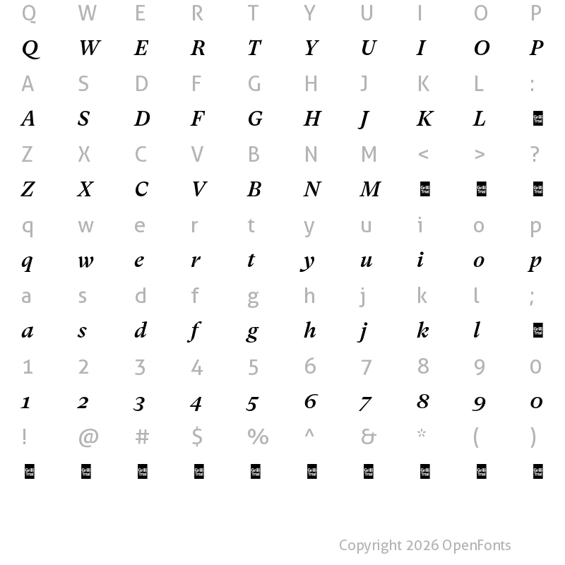 Character Map of GT Super Txt Trial Md It