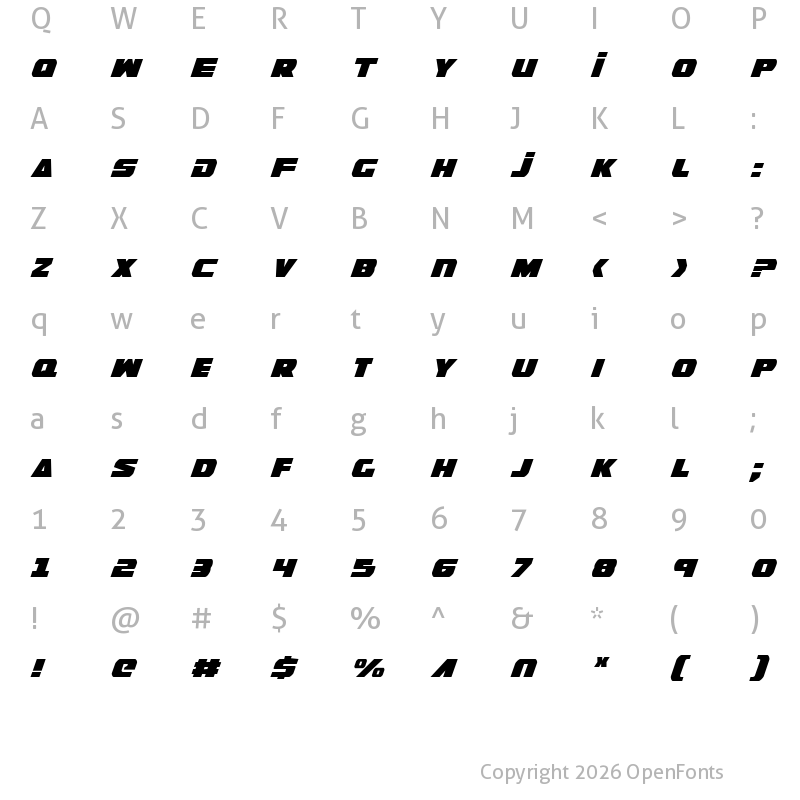 Character Map of Guardian Condensed Italic Condensed Italic