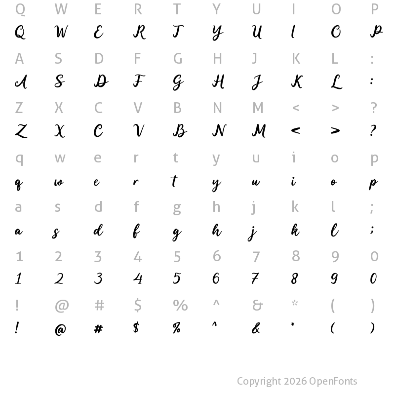Character Map of Guardian Snowing Demo Regular