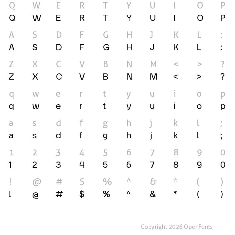 Character Map of Guaruja Grotesk Regular