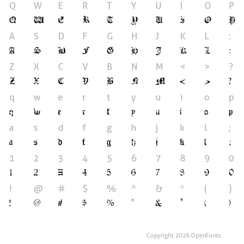 Character Map of Guerra_Santa Regular