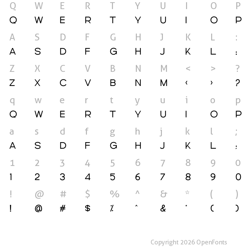 Character Map of Guester Regular