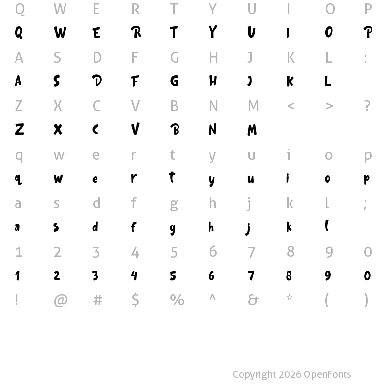Character Map of Gula FREE Regular
