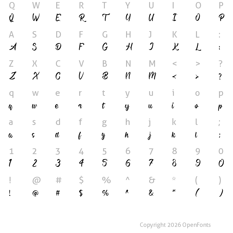 Character Map of Gunazo Family Regular