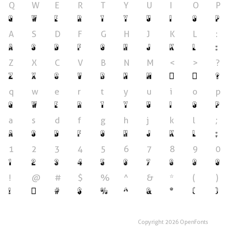 Character Map of Gunmetal Regular