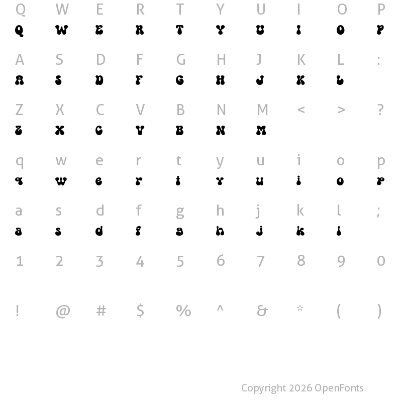 Character Map of GUNYDROPS DEMO Regular