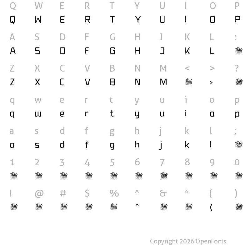 Character Map of Gurinda Thin Personal Use