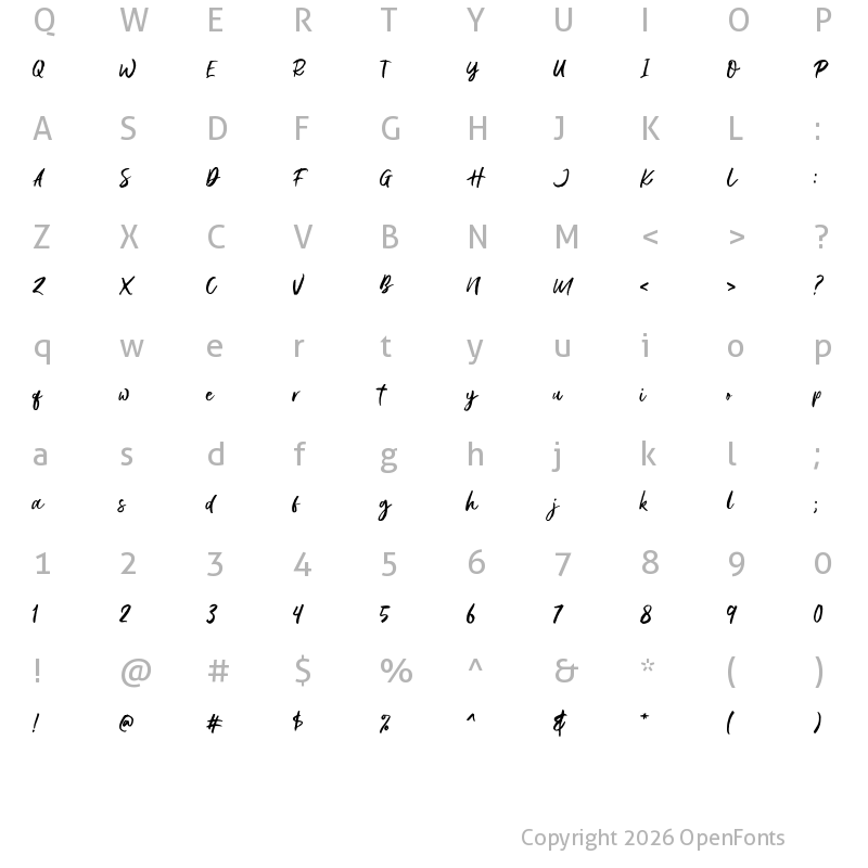 Character Map of Gustolle Regular