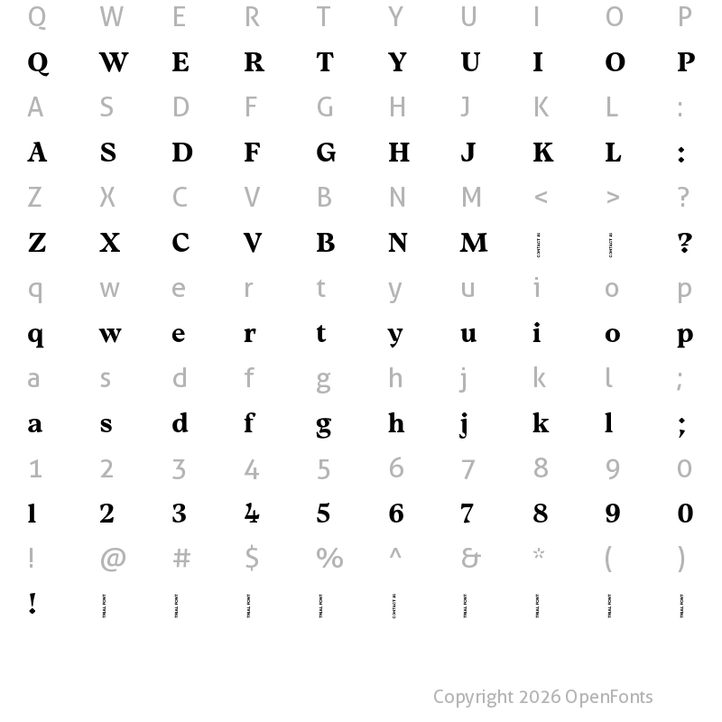 Character Map of Gwen Text-Trial ExtraBold
